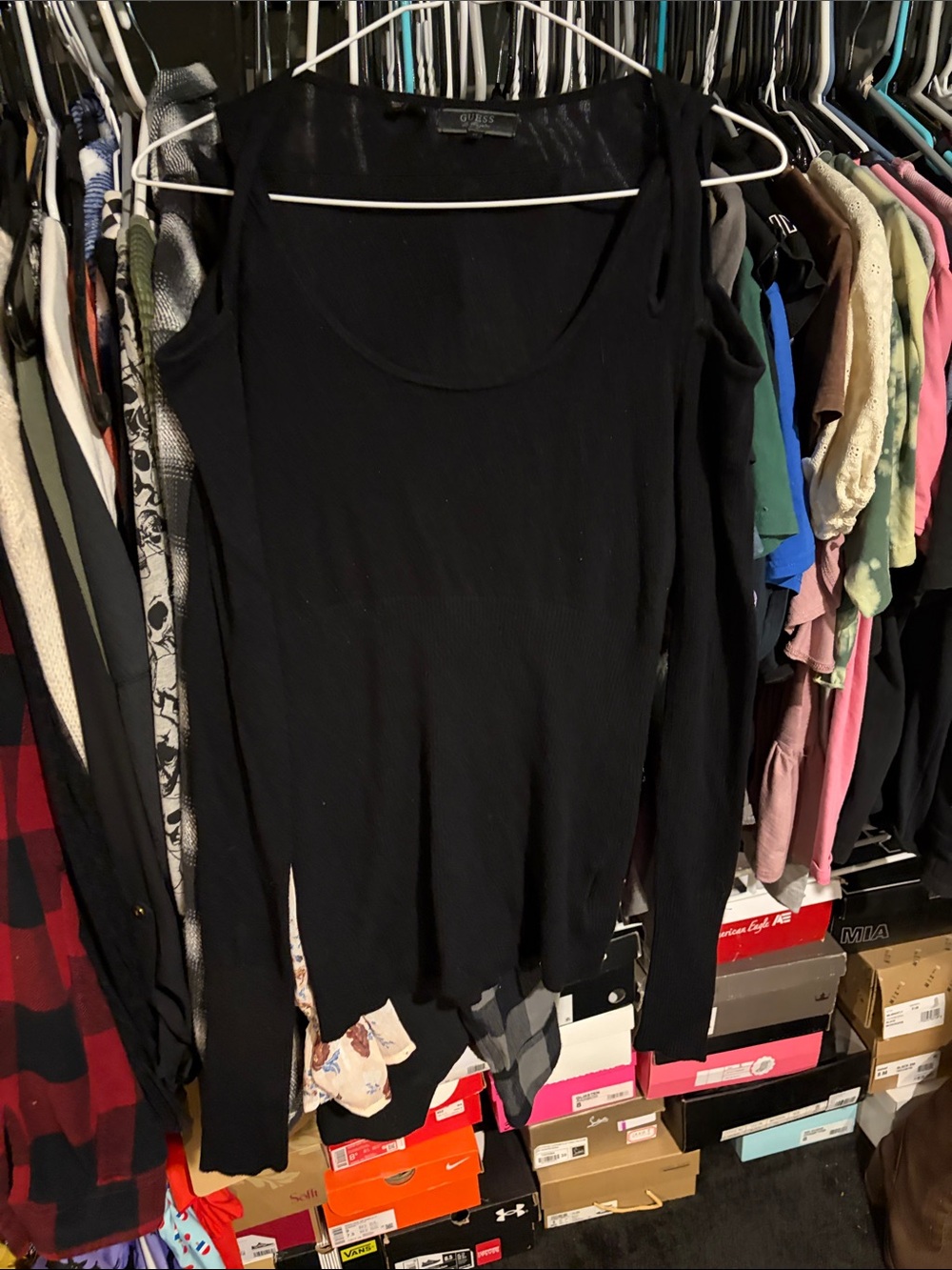 Black Long Sleeve Scoop Neck Top